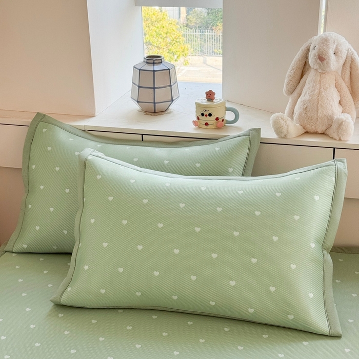 91家纺网 家纺一手货源 找家纺 凉百百 2025新款3D豆豆凉席系列-繁心 繁心-绿