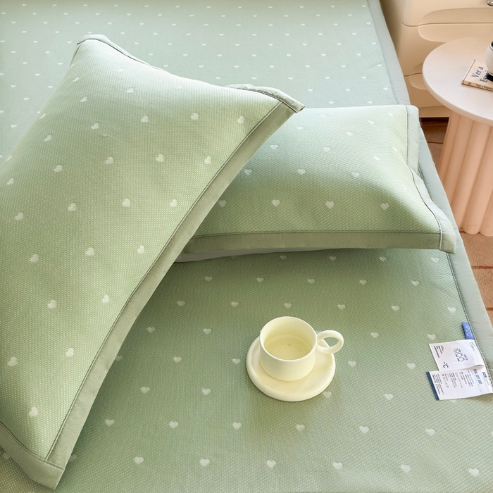 91家纺网 家纺一手货源 找家纺 凉百百 2025新款3D豆豆凉席系列-繁心 繁心-绿