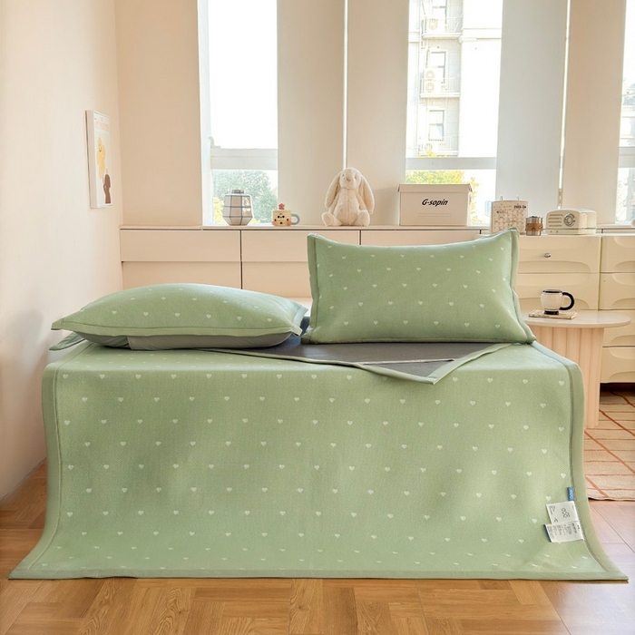 91家纺网 家纺一手货源 找家纺 凉百百 2025新款3D豆豆凉席系列-繁心 繁心-绿