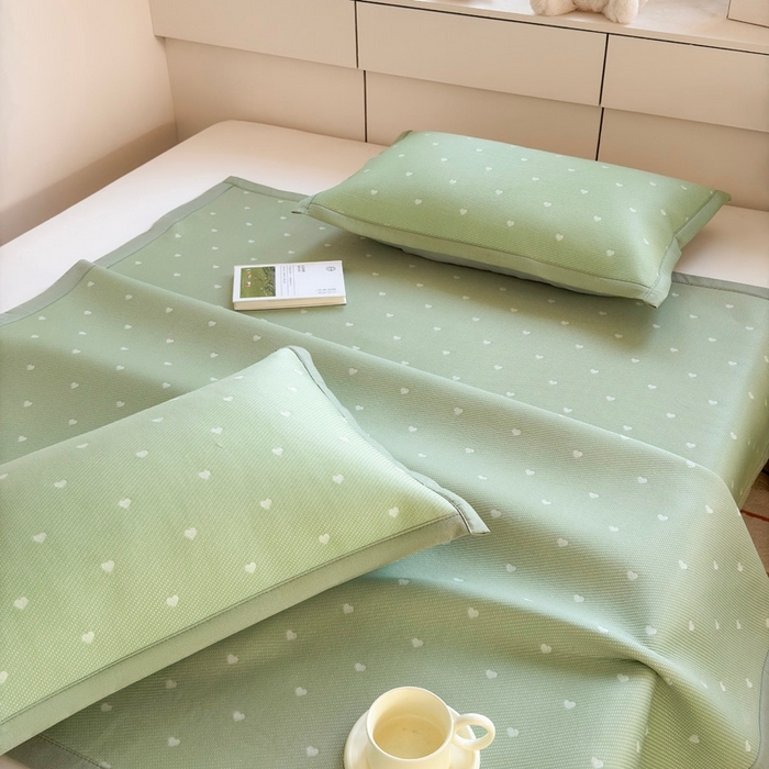 91家纺网 家纺一手货源 找家纺 凉百百 2025新款3D豆豆凉席系列-繁心 繁心-绿