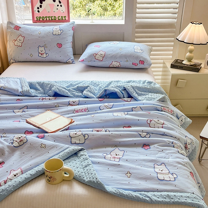 91家纺网 家纺一手货源 找家纺 美梦里 2025春夏新款新疆棉花豆豆被夏被夏凉被空调被 奶呼呼（豆豆被）