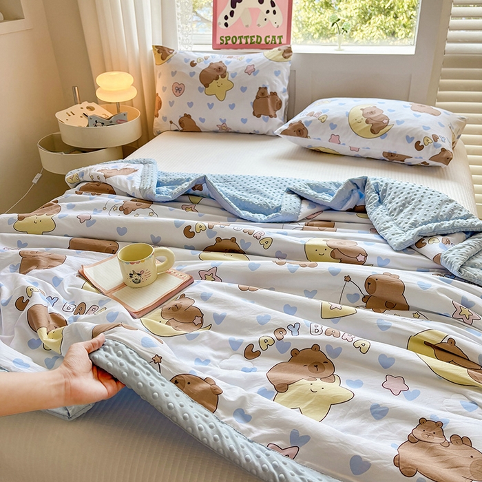 91家纺网 家纺一手货源 找家纺 美梦里 2025春夏新款新疆棉花豆豆被夏被夏凉被空调被 小星心（豆豆被）