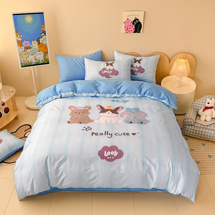 91家纺网 家纺一手货源 找家纺 （总）玉元坊 2025新款全棉纯棉数码印花卡通床单床笠床裙四件套三件套