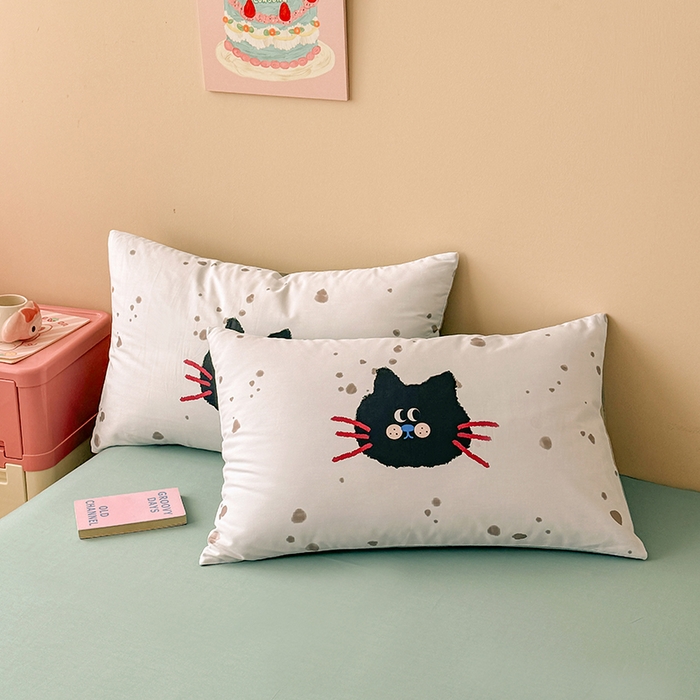 91家纺网 家纺一手货源 找家纺 玉元坊 2025新款全棉纯棉数码印花卡通床单床笠床裙四件套三件套 猫钓鱼