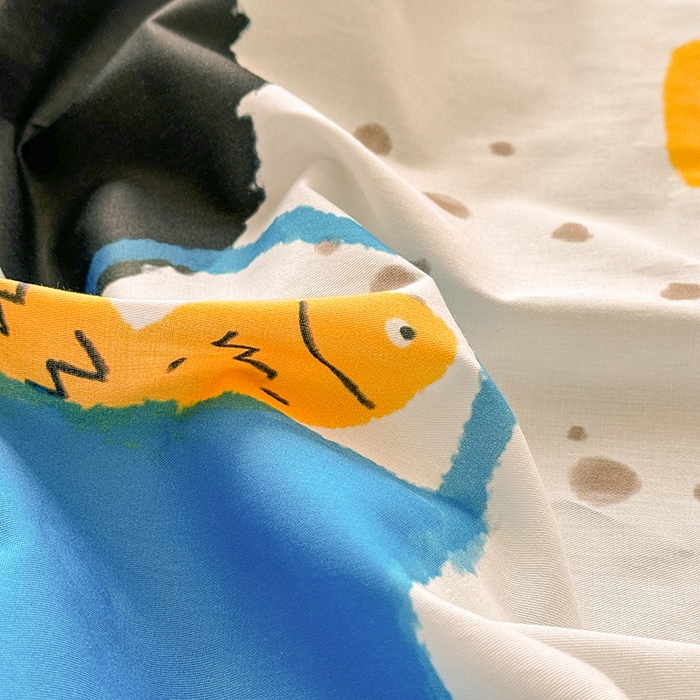 91家纺网 家纺一手货源 找家纺 玉元坊 2025新款全棉纯棉数码印花卡通床单床笠床裙四件套三件套 猫钓鱼