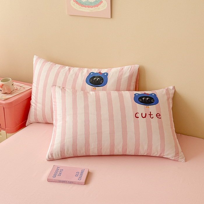 91家纺网 家纺一手货源 找家纺 玉元坊 2025新款全棉纯棉数码印花卡通床单床笠床裙四件套三件套 小黑猫