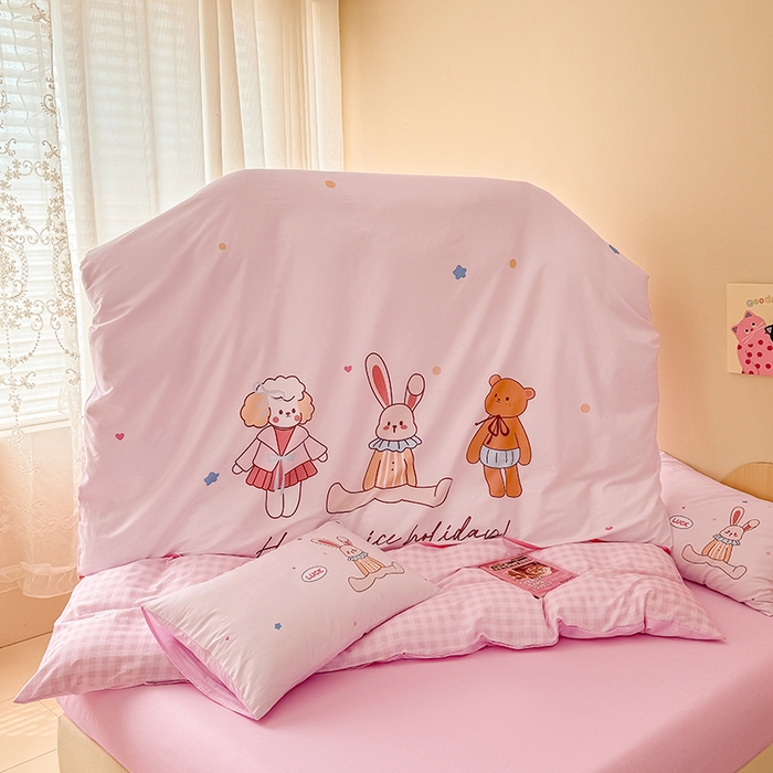 91家纺网 家纺一手货源 找家纺 玉元坊 2025新款全棉纯棉数码印花卡通床单床笠床裙四件套三件套 小熊伙伴