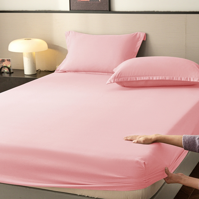 91家纺网 家纺一手货源 找家纺 2025外贸跨境电商亚马逊速卖通单床笠三件套欧美尺寸多多跨境平台TEMU希音虾皮 浅粉