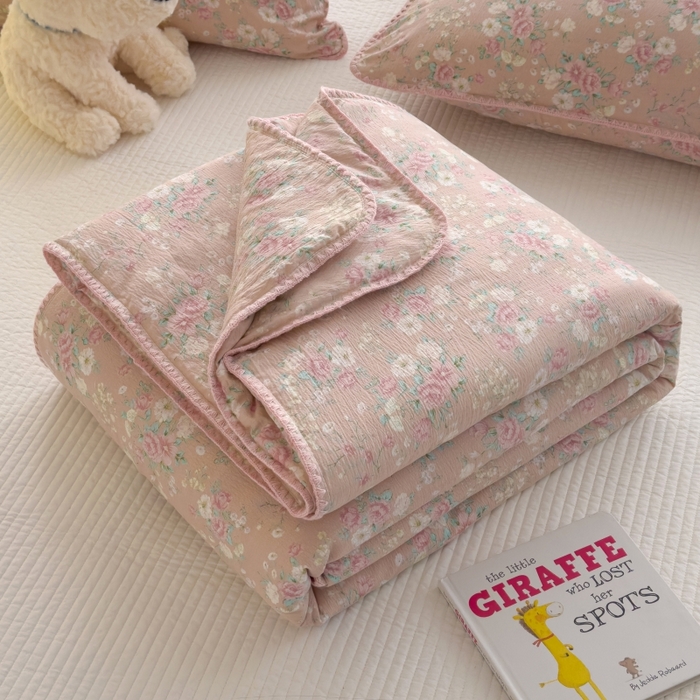 91家纺网 家纺一手货源 找家纺 初念 2025新款云感双层纱抗菌贝壳边夏被被子被芯【提供买家秀】 贝壳边-爱如星辰