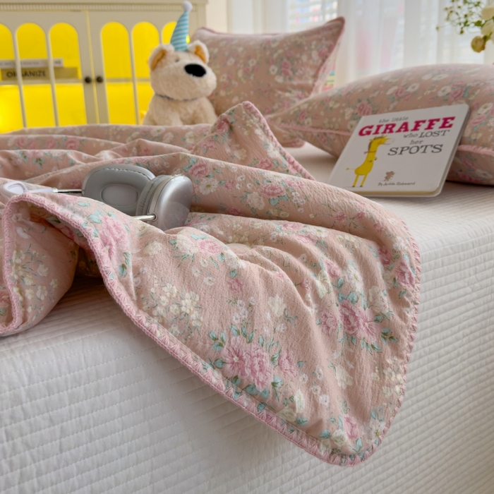 91家纺网 家纺一手货源 找家纺 初念 2025新款云感双层纱抗菌贝壳边夏被被子被芯【提供买家秀】 贝壳边-爱如星辰