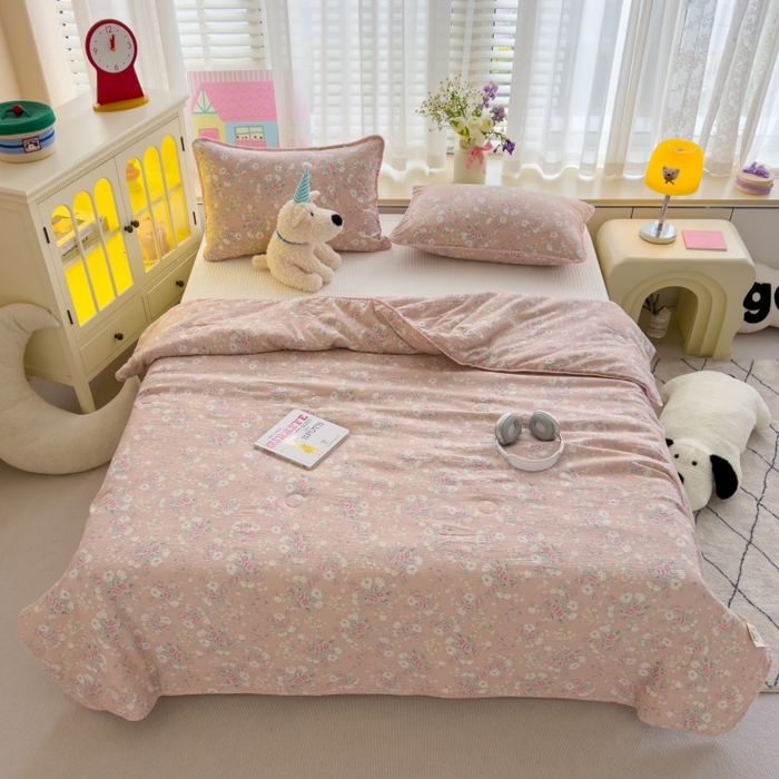 91家纺网 家纺一手货源 找家纺 初念 2025新款云感双层纱抗菌贝壳边夏被被子被芯【提供买家秀】 贝壳边-爱如星辰