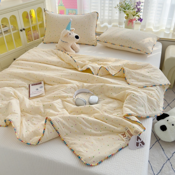 初念 2025新款云感双层纱抗菌贝壳边夏被被子被芯【提供买家秀】 贝壳边-波点世界