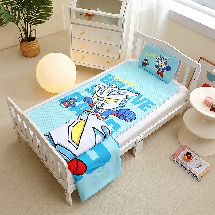 91家纺网 家纺一手货源 找家纺 八零年代  2025新款3D凉豆豆大版卡通儿童凉席夏被三件套冰豆豆凉席 凉豆豆赛 罗