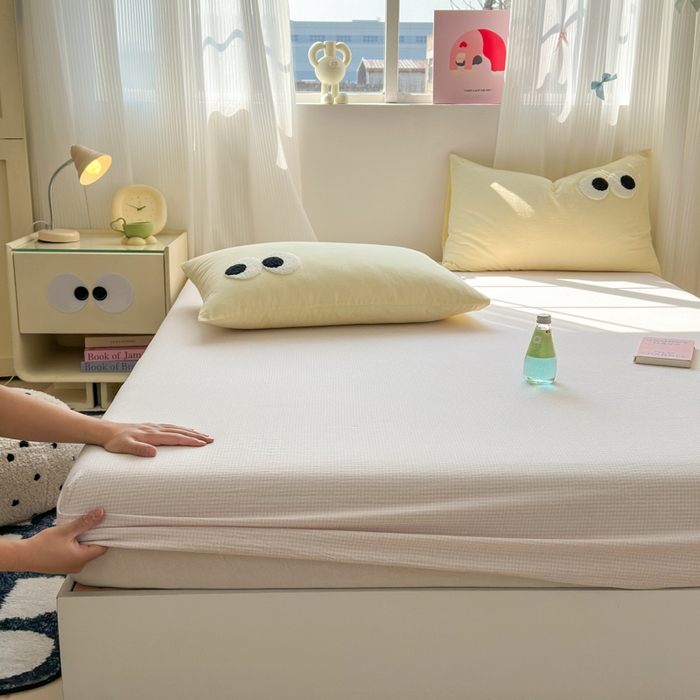 91家纺网 家纺一手货源 找家纺 丽涵家纺 丽涵新品 全棉色织水洗棉单品床笠-床笠三件套 紫小格