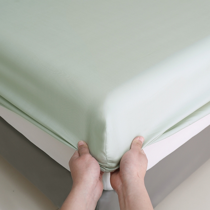 91家纺网 家纺一手货源 找家纺 寝柔2025春夏新款50S纯色天丝床笠单件席梦思床垫棕垫保护套凉感（有质检报告） 艾绿色