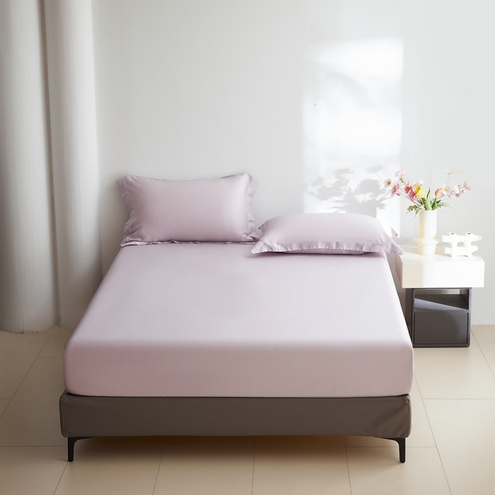 91家纺网 家纺一手货源 找家纺 寝柔2025春夏新款50S纯色天丝床笠单件席梦思床垫棕垫保护套凉感（有质检报告） 暮光紫