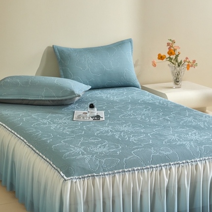 91家纺网 家纺一手货源 找家纺 （总）卡初家居（原微来） 2025新款乙纶冰豆豆渐变色床裙款凉席席子