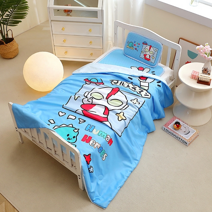 91家纺网 家纺一手货源 找家纺 八零年代  2025新款3D凉豆豆大版卡通儿童凉席夏被三件套冰豆豆凉席 凉豆豆凹凸曼