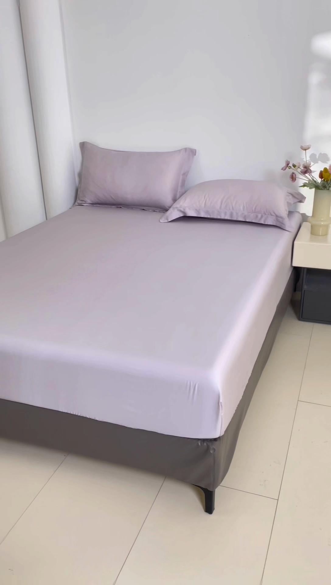 91家纺网 家纺一手货源 找家纺 寝柔2025春夏新款50S纯色天丝床笠单件席梦思床垫棕垫保护套凉感（有质检报告） 暮光紫