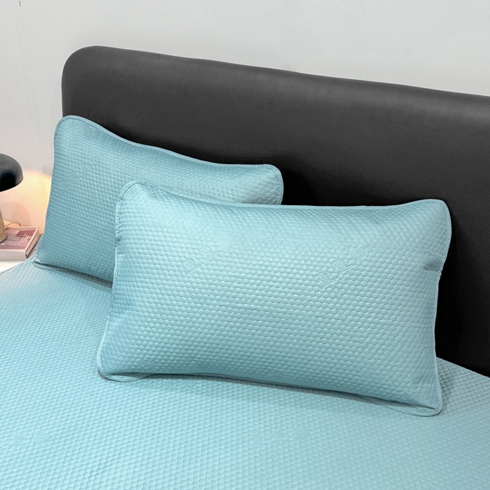 91家纺网 家纺一手货源 找家纺 春寻家纺 2025新款凉豆豆凉席冰丝席 天空蓝