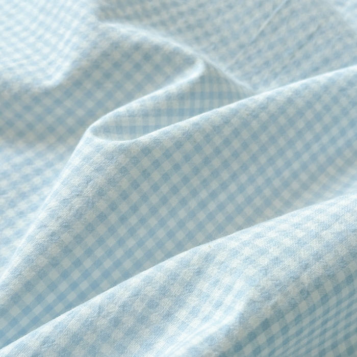 91家纺网 家纺一手货源 找家纺 丽涵家纺 丽涵新品 全棉色织水洗棉单品床笠-床笠三件套 蓝小格