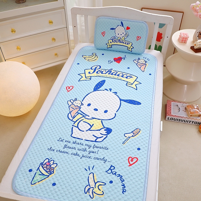 91家纺网 家纺一手货源 找家纺 2025新款3D凉豆豆大版三丽鸥正版授权儿童凉席夏被三件套 凉豆豆 帕恰狗