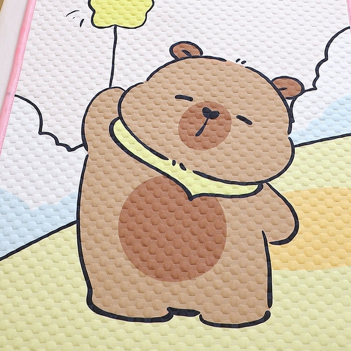 91家纺网 家纺一手货源 找家纺 八零年代  2025新款3D凉豆豆大版卡通儿童凉席夏被三件套冰豆豆凉席 凉豆豆 星星卡皮巴拉