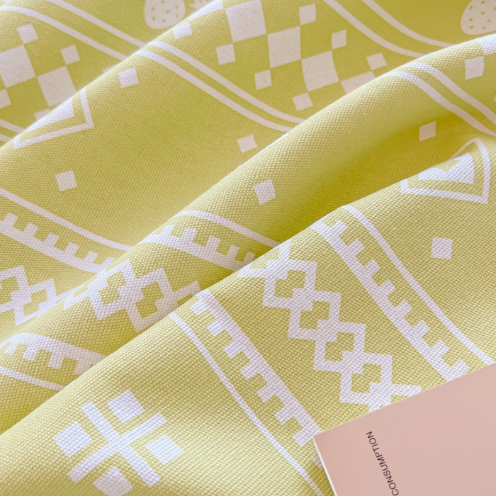 91家纺网 家纺一手货源 找家纺 爱彼家纺 2025新款热门卡通条纹原棉老粗布凉席床单 草莓格绿