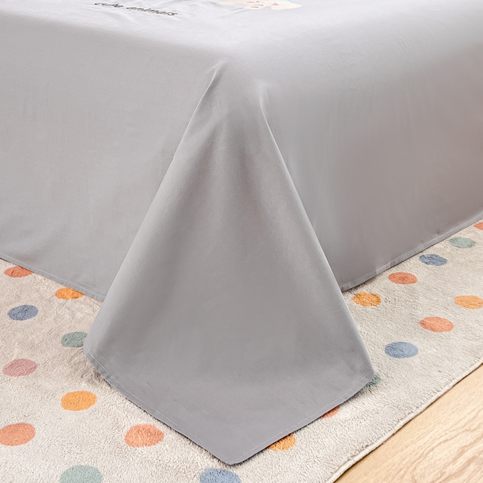 91家纺网 家纺一手货源 找家纺 曼町家居 2025春夏新款40支全棉纯棉水洗棉刺绣四件套 元气星喵-薄雾灰