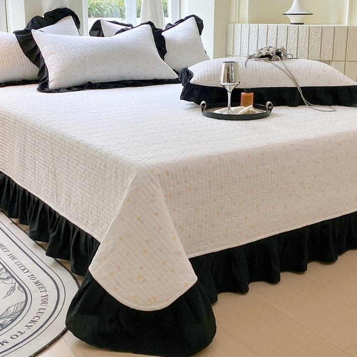 91家纺网 家纺一手货源 找家纺 （总）老k2025新款亲肤舒适水洗棉花边床盖三件套