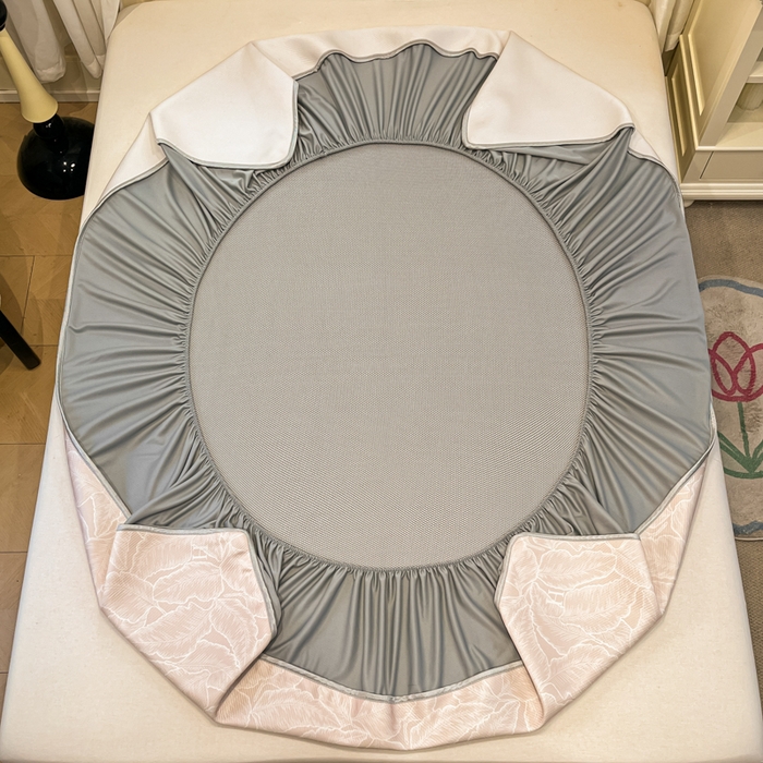 91家纺网 家纺一手货源 找家纺 星座家纺 2025新款复合提花凉感丝凉席三件套床笠款 叶之语-奶咖 床笠款