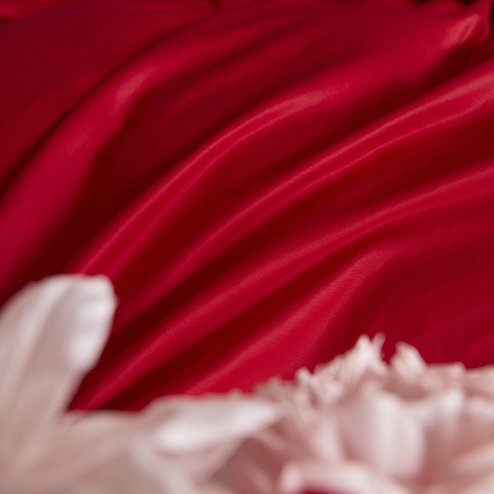 91家纺网 家纺一手货源 找家纺 玉雅家纺 2025新款长绒棉花边款刺绣时尚婚庆四件套 心欢喜