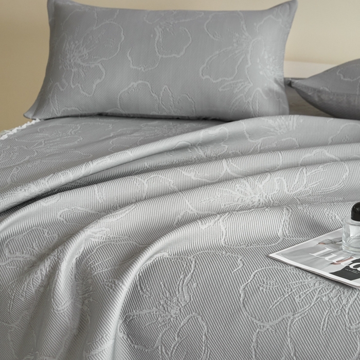 91家纺网 家纺一手货源 找家纺 卡初家居（原微来） 2025新款乙纶冰豆豆渐变色床裙款凉席席子 渐变灰