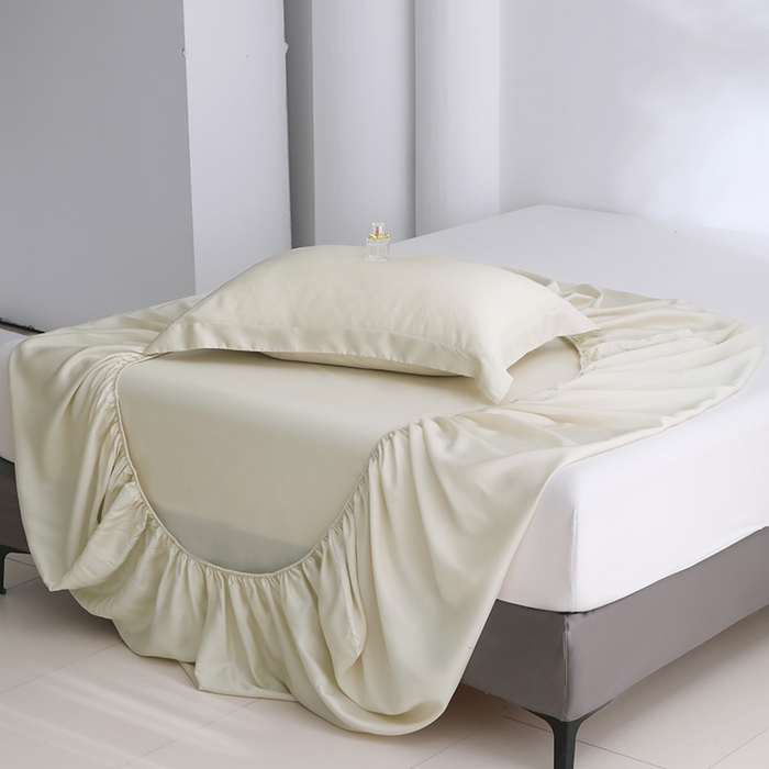 91家纺网 家纺一手货源 找家纺 寝柔2025春夏新款50S纯色天丝床笠单件席梦思床垫棕垫保护套凉感（有质检报告） 仙米色