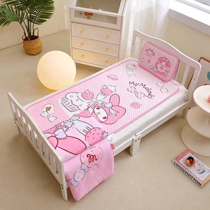 91家纺网 家纺一手货源 找家纺 2025新款3D凉豆豆大版三丽鸥正版授权儿童凉席夏被三件套 凉豆豆 美乐蒂