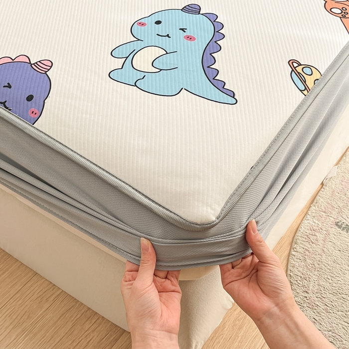 91家纺网 家纺一手货源 找家纺 星座家纺 2025新款复合提花凉感丝凉席三件套床笠款 七彩龙-床笠款