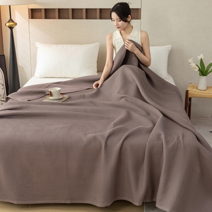 乐家毛巾被 2025春夏新款日式华夫全棉纯棉毛巾被 华夫格-棕