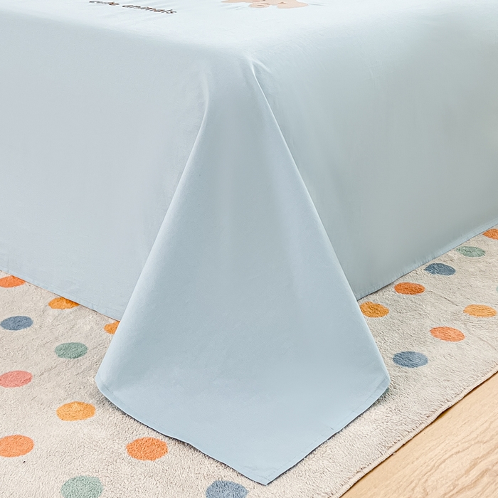 91家纺网 家纺一手货源 找家纺 曼町家居 2025春夏新款40支全棉纯棉水洗棉刺绣四件套 元气星喵-北欧蓝