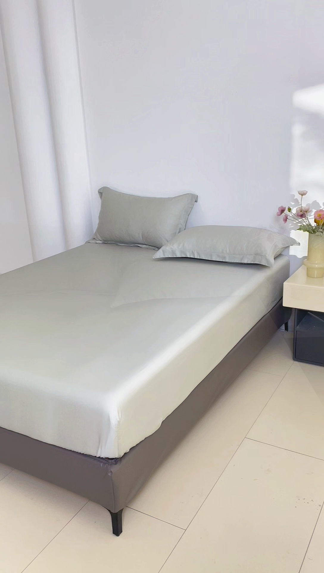 91家纺网 家纺一手货源 找家纺 寝柔2025春夏新款50S纯色天丝床笠单件席梦思床垫棕垫保护套凉感（有质检报告） 星空灰