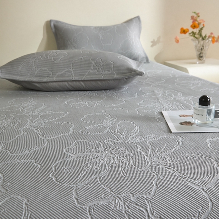 91家纺网 家纺一手货源 找家纺 卡初家居（原微来） 2025新款乙纶冰豆豆渐变色床裙款凉席席子 渐变灰