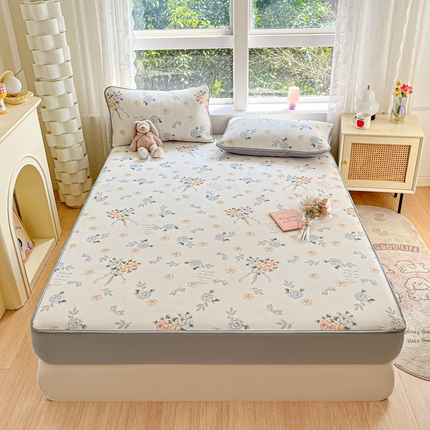 星座家纺 2025新款复合提花凉感丝凉席三件套床笠款 拈花湾蓝-床笠款