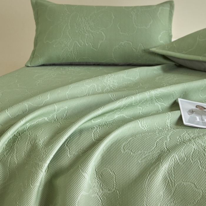 91家纺网 家纺一手货源 找家纺 卡初家居（原微来） 2025新款乙纶冰豆豆渐变色床裙款凉席席子 渐变绿