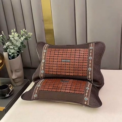 91家纺网 家纺一手货源 找家纺 梦叶草 2025新款夏季夏凉席枕冰藤竹条竹席枕芯草席麻将凉席茶香枕头 欧式圆角麻将茶香枕