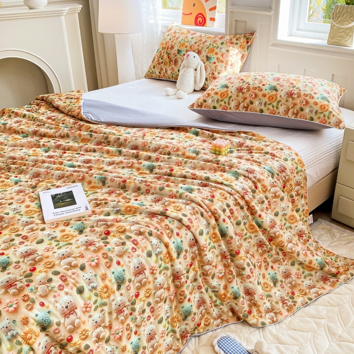 91家纺网 家纺一手货源 找家纺 （总）益多眠 2025新款5D印花凉感丝浮雕立体夏被