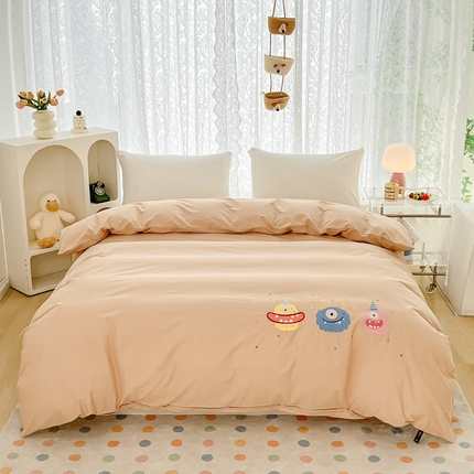 曼町家居 2025春夏新款40支全棉纯棉水洗棉刺绣四件套 哆啦趣梦--浅纱色