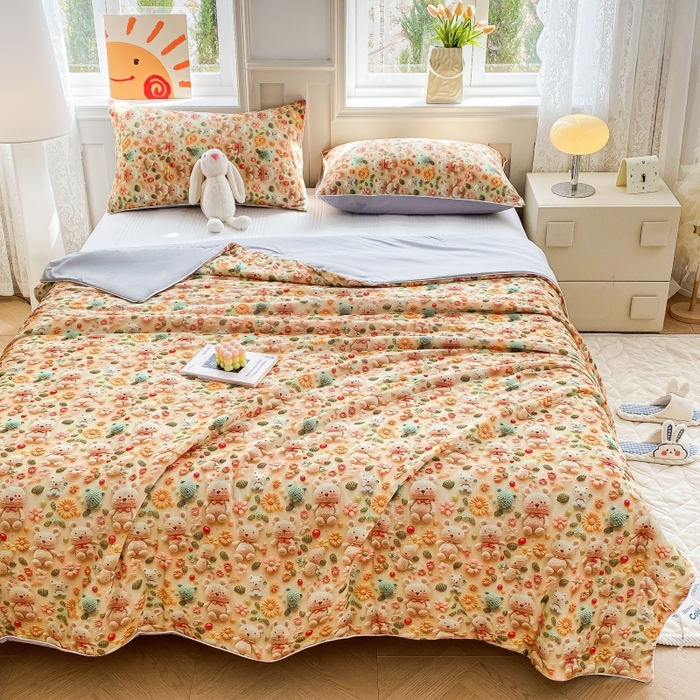 91家纺网 家纺一手货源 找家纺 （总）益多眠 2025新款5D印花凉感丝浮雕立体夏被