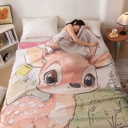 91家纺网 家纺一手货源 找家纺 （总）乐家毛巾被 2025春夏新款全棉纯棉六层大版印花毛巾被