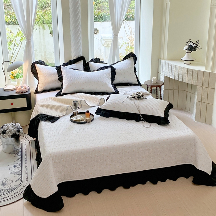 91家纺网 家纺一手货源 找家纺 （总）老k2025新款亲肤舒适水洗棉花边床盖三件套