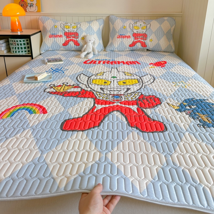 91家纺网 家纺一手货源 找家纺 金爱家 2025新款奥特曼乳胶凉席席子 乳胶-奥特曼徽章