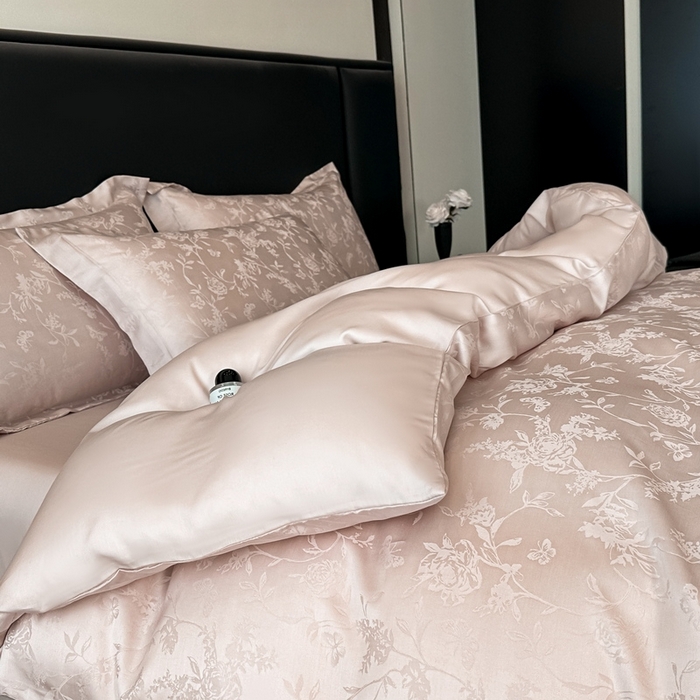 91家纺网 家纺一手货源 找家纺 （总） 慕晨 2025新款莱赛尔提花四件套高级简奢款天丝4件套直播热款